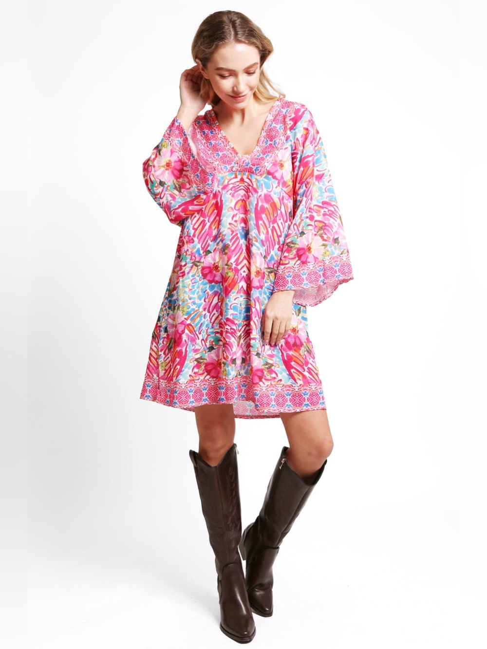 🆕 Comfy Luxe Colorful Dress Boho Chic Hippie Bohemian Floral Oversized Slouchy